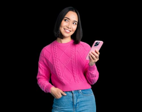 Woman holding phone